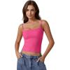 imageQINSEN Womens Double Lined Basic Tank Top Adjustable Spaghetti Straps Sleeveless Camisole ShirtsRosy
