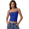 imageQINSEN Womens Double Lined Basic Tank Top Adjustable Spaghetti Straps Sleeveless Camisole ShirtsSapphire