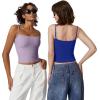 imageQINSEN Womens Double Lined Basic Tank Top Adjustable Spaghetti Straps Sleeveless Camisole ShirtsSapphire