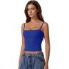 imageQINSEN Womens Double Lined Basic Tank Top Adjustable Spaghetti Straps Sleeveless Camisole ShirtsSapphire