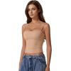 imageQINSEN Womens Double Lined Basic Tank Top Adjustable Spaghetti Straps Sleeveless Camisole ShirtsTan