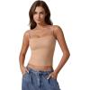 imageQINSEN Womens Double Lined Basic Tank Top Adjustable Spaghetti Straps Sleeveless Camisole ShirtsTan