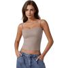 imageQINSEN Womens Double Lined Basic Tank Top Adjustable Spaghetti Straps Sleeveless Camisole ShirtsTaupe Gray