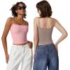 imageQINSEN Womens Double Lined Basic Tank Top Adjustable Spaghetti Straps Sleeveless Camisole ShirtsTaupe Gray