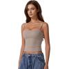 imageQINSEN Womens Double Lined Basic Tank Top Adjustable Spaghetti Straps Sleeveless Camisole ShirtsTaupe Gray