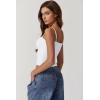 imageQINSEN Womens Double Lined Basic Tank Top Adjustable Spaghetti Straps Sleeveless Camisole ShirtsWhite