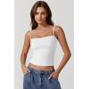 imageQINSEN Womens Double Lined Basic Tank Top Adjustable Spaghetti Straps Sleeveless Camisole ShirtsWhite
