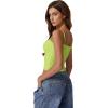 imageQINSEN Womens Double Lined Basic Tank Top Adjustable Spaghetti Straps Sleeveless Camisole ShirtsWild Lime