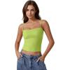 imageQINSEN Womens Double Lined Basic Tank Top Adjustable Spaghetti Straps Sleeveless Camisole ShirtsWild Lime