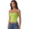 imageQINSEN Womens Double Lined Basic Tank Top Adjustable Spaghetti Straps Sleeveless Camisole ShirtsWild Lime