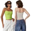 imageQINSEN Womens Double Lined Basic Tank Top Adjustable Spaghetti Straps Sleeveless Camisole ShirtsWild Lime