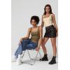 imageQINSEN Womens Lace Trim Square Neck Sleeveless Tank Tops DoubleLayer Slim Fit T Shirt Crop TopsBrown