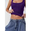imageQINSEN Womens Lace Trim Square Neck Sleeveless Tank Tops DoubleLayer Slim Fit T Shirt Crop TopsPurple