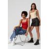 imageQINSEN Womens Lace Trim Square Neck Sleeveless Tank Tops DoubleLayer Slim Fit T Shirt Crop TopsRed