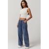 imageQINSEN Womens One Shoulder Sleeveless Basic Top Double Lined Slim Fit T Shirt Cropped TeeWhite