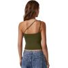 imageQINSEN Womens One Shoulder Tank Tops Double Lined Sleeveless Slim Fit Cropped Tee Shirt Y2k TopsArmy Green