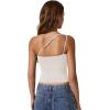 imageQINSEN Womens One Shoulder Tank Tops Double Lined Sleeveless Slim Fit Cropped Tee Shirt Y2k TopsBeige