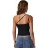 imageQINSEN Womens One Shoulder Tank Tops Double Lined Sleeveless Slim Fit Cropped Tee Shirt Y2k TopsBlack