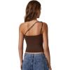 imageQINSEN Womens One Shoulder Tank Tops Double Lined Sleeveless Slim Fit Cropped Tee Shirt Y2k TopsCoffee Bean