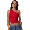 imageQINSEN Womens One Shoulder Tank Tops Double Lined Sleeveless Slim Fit Cropped Tee Shirt Y2k TopsFairy Red