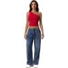 imageQINSEN Womens One Shoulder Tank Tops Double Lined Sleeveless Slim Fit Cropped Tee Shirt Y2k TopsFairy Red