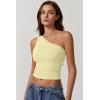 imageQINSEN Womens One Shoulder Tank Tops Double Lined Sleeveless Slim Fit Cropped Tee Shirt Y2k TopsLight Yellow