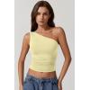 imageQINSEN Womens One Shoulder Tank Tops Double Lined Sleeveless Slim Fit Cropped Tee Shirt Y2k TopsLight Yellow