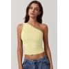 imageQINSEN Womens One Shoulder Tank Tops Double Lined Sleeveless Slim Fit Cropped Tee Shirt Y2k TopsLight Yellow