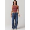 imageQINSEN Womens One Shoulder Tank Tops Double Lined Sleeveless Slim Fit Cropped Tee Shirt Y2k TopsMerlot