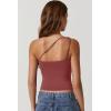 imageQINSEN Womens One Shoulder Tank Tops Double Lined Sleeveless Slim Fit Cropped Tee Shirt Y2k TopsMerlot