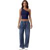 imageQINSEN Womens One Shoulder Tank Tops Double Lined Sleeveless Slim Fit Cropped Tee Shirt Y2k TopsNavy