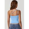imageQINSEN Womens One Shoulder Tank Tops Double Lined Sleeveless Slim Fit Cropped Tee Shirt Y2k TopsSky Blue