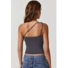 imageQINSEN Womens One Shoulder Tank Tops Double Lined Sleeveless Slim Fit Cropped Tee Shirt Y2k TopsTea Leaf