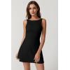 imageQINSEN Womens Open Back Tennis Dress Sleeveless Built in Shorts Golf Athletic Dress with PocketsBlack