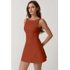 imageQINSEN Womens Open Back Tennis Dress Sleeveless Built in Shorts Golf Athletic Dress with PocketsBrick Red