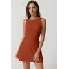 imageQINSEN Womens Open Back Tennis Dress Sleeveless Built in Shorts Golf Athletic Dress with PocketsBrick Red