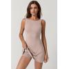 imageQINSEN Womens Open Back Tennis Dress Sleeveless Built in Shorts Golf Athletic Dress with PocketsCacao Nibs