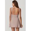 imageQINSEN Womens Open Back Tennis Dress Sleeveless Built in Shorts Golf Athletic Dress with PocketsCacao Nibs