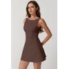 imageQINSEN Womens Open Back Tennis Dress Sleeveless Built in Shorts Golf Athletic Dress with PocketsChestnut