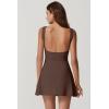 imageQINSEN Womens Open Back Tennis Dress Sleeveless Built in Shorts Golf Athletic Dress with PocketsChestnut