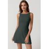 imageQINSEN Womens Open Back Tennis Dress Sleeveless Built in Shorts Golf Athletic Dress with PocketsDark Green