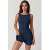 imageQINSEN Womens Open Back Tennis Dress Sleeveless Built in Shorts Golf Athletic Dress with PocketsNavy