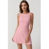 imageQINSEN Womens Open Back Tennis Dress Sleeveless Built in Shorts Golf Athletic Dress with PocketsPink