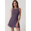 imageQINSEN Womens Open Back Tennis Dress Sleeveless Built in Shorts Golf Athletic Dress with PocketsPrune Purple