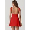 imageQINSEN Womens Open Back Tennis Dress Sleeveless Built in Shorts Golf Athletic Dress with PocketsRed