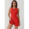 imageQINSEN Womens Open Back Tennis Dress Sleeveless Built in Shorts Golf Athletic Dress with PocketsRed