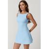imageQINSEN Womens Open Back Tennis Dress Sleeveless Built in Shorts Golf Athletic Dress with PocketsSky Blue
