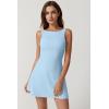 imageQINSEN Womens Open Back Tennis Dress Sleeveless Built in Shorts Golf Athletic Dress with PocketsSky Blue