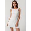 imageQINSEN Womens Open Back Tennis Dress Sleeveless Built in Shorts Golf Athletic Dress with PocketsWhite