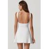 imageQINSEN Womens Open Back Tennis Dress Sleeveless Built in Shorts Golf Athletic Dress with PocketsWhite